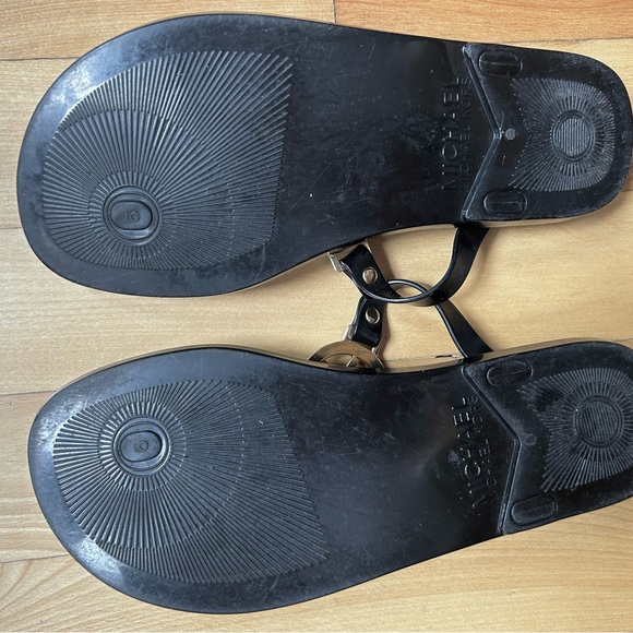 Michael Kors MK jelly women shoes black shiny sandals gold garments - Picture 4 of 4